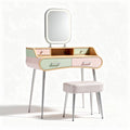 Wood and metal vanity table set with mirror and cushioned stool 100 x 40 x 140cm
