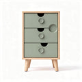 Three-drawer storage unit in green and natural wood 60 x 40 x 80cm