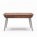 Wooden writing desk with metal legs and two drawers 120 x 60 x 75cm