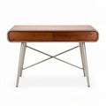 Wooden writing desk with metal legs and drawer 120 x 60 x 75cm