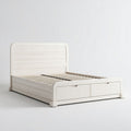Wooden bed frame with storage drawers in off-white finish 200 x 160 x 120cm