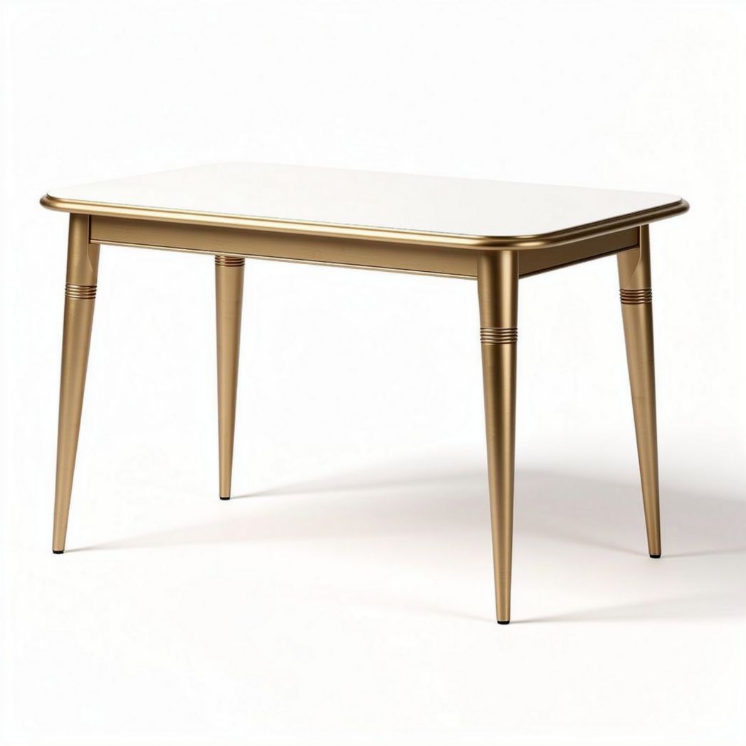 Rectangular dining table with metal legs and white surface 120 x 80 x 75cm
