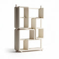 Modern bookshelf with geometric design made of MDF in off-white 80 x 40 x 150cm