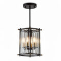 Glass pendant light fixture with black metal accents for home decoration