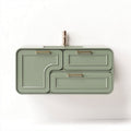 Wall-mounted vanity sink unit with three storage drawers in green finish 60 x 40 x 20cm